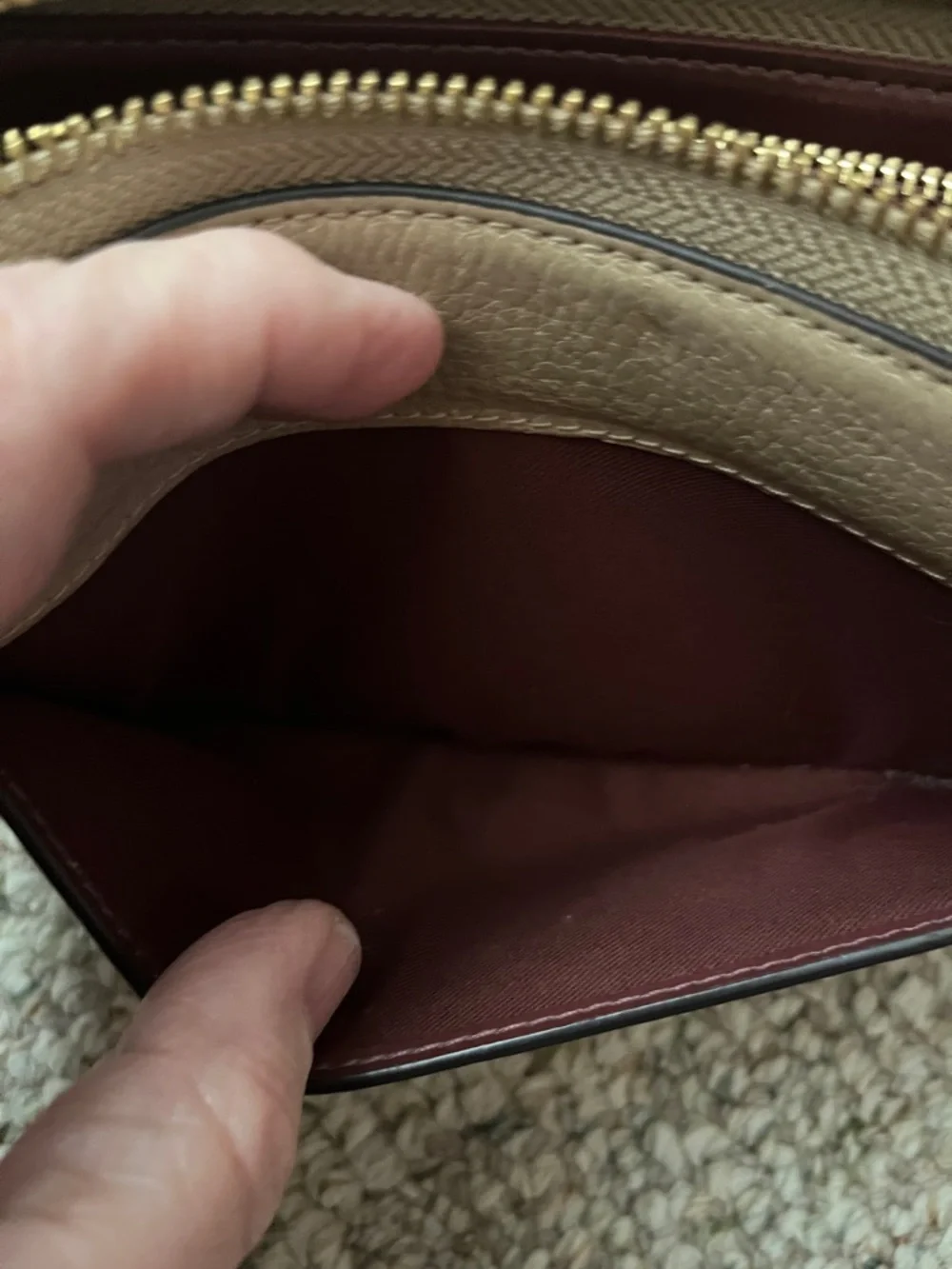 Coach Pebbled Leather Zip Wallet in Taupe with Gold Hardware - Picture 7 of 10